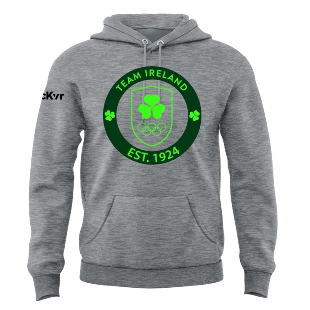 Mc Keever Team Ireland Olympics Big Logo Hoodie Grey Size Women XL Mens L NWT